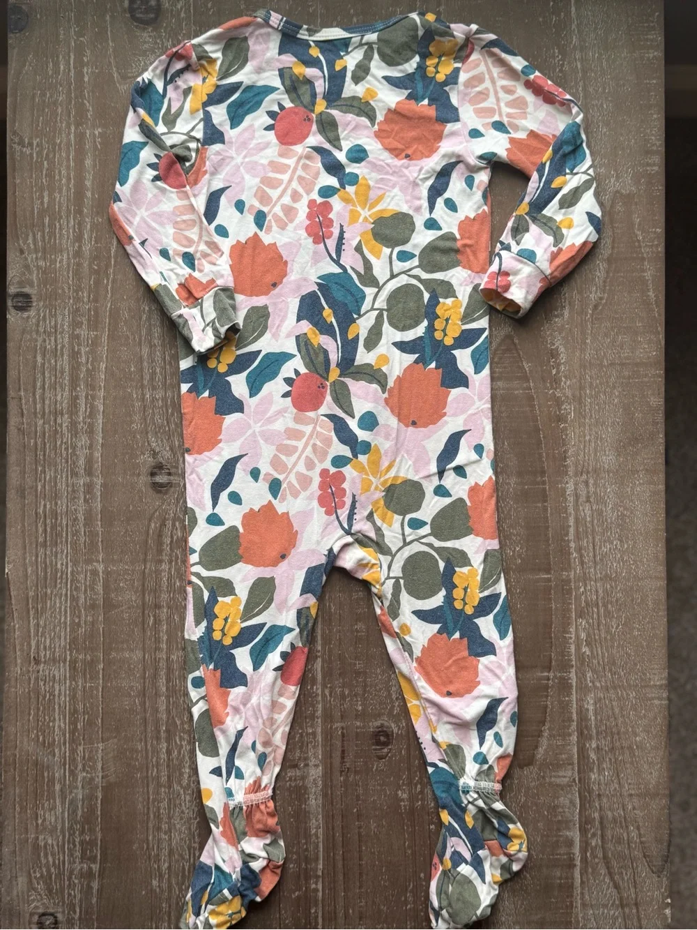 +Magnetic Me Beige Tropical Floral Footie Sleeper 9-12M Baby Girl Modal